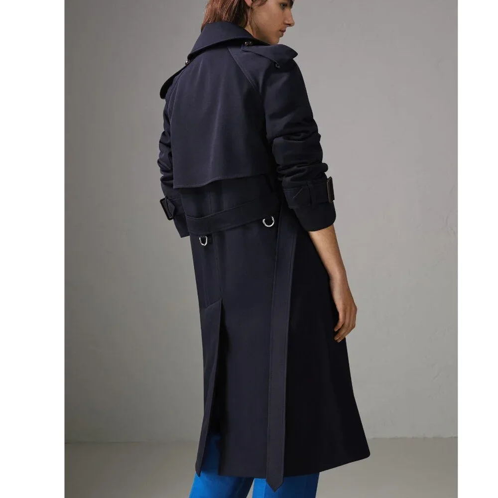 NWT Burberry Gemini Wool Trench Coat, US 12, Dark Blue Luxe Belted Iconic Style - Picture 4 of 16